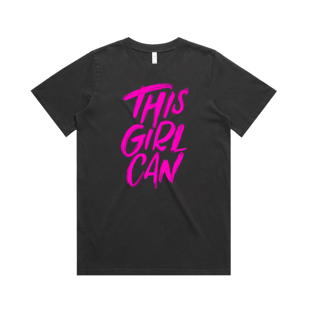 This Girl Can Faded Black Tee